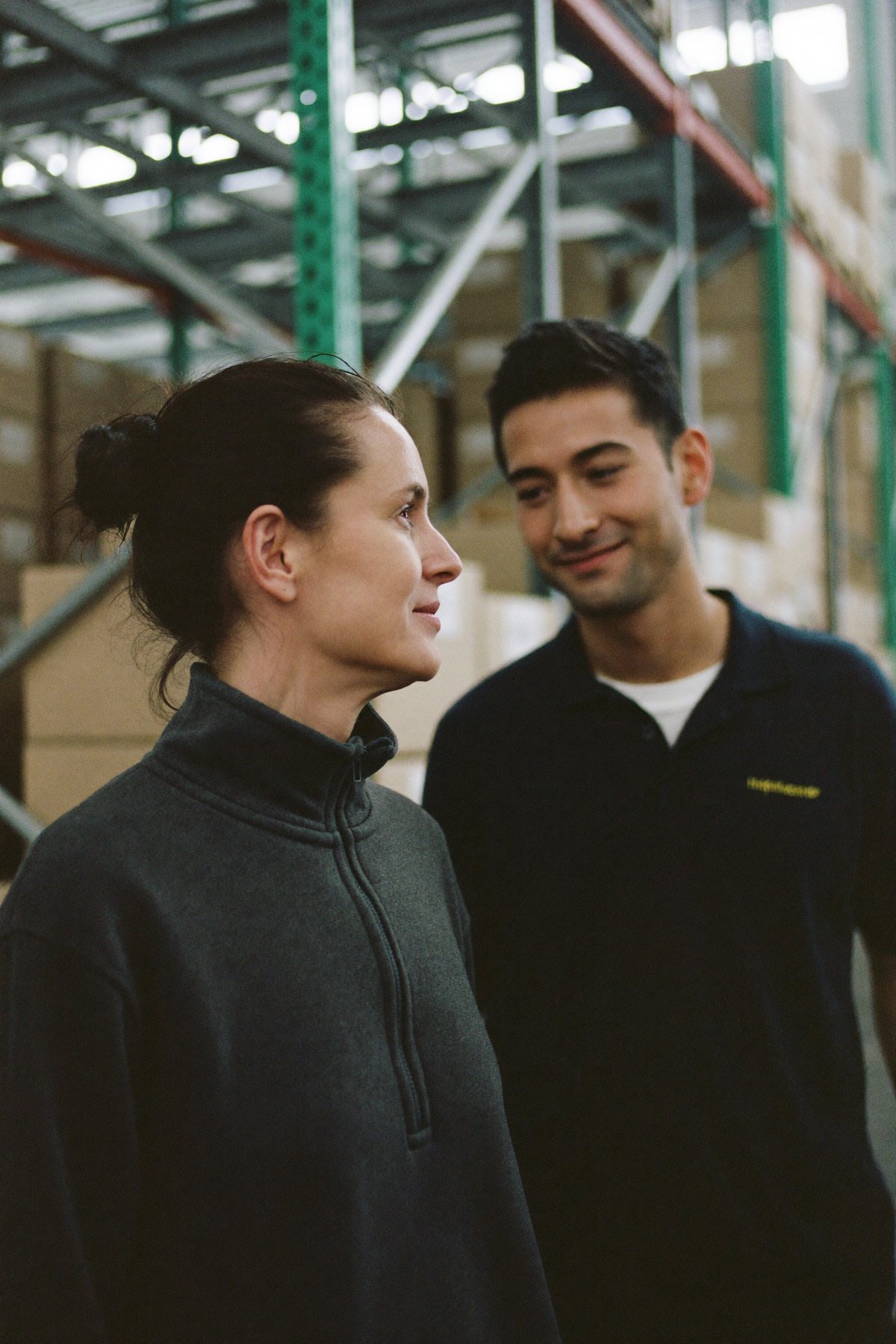 Goods being handed over in a stockroom